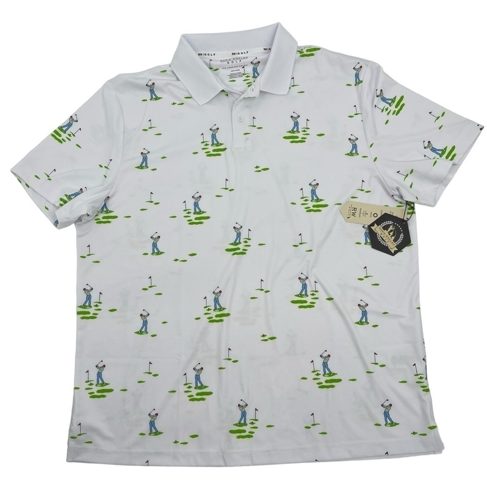 Rorie Whelan Men’s Size XXL Golf Polo shirt golfer player Allover print NWT